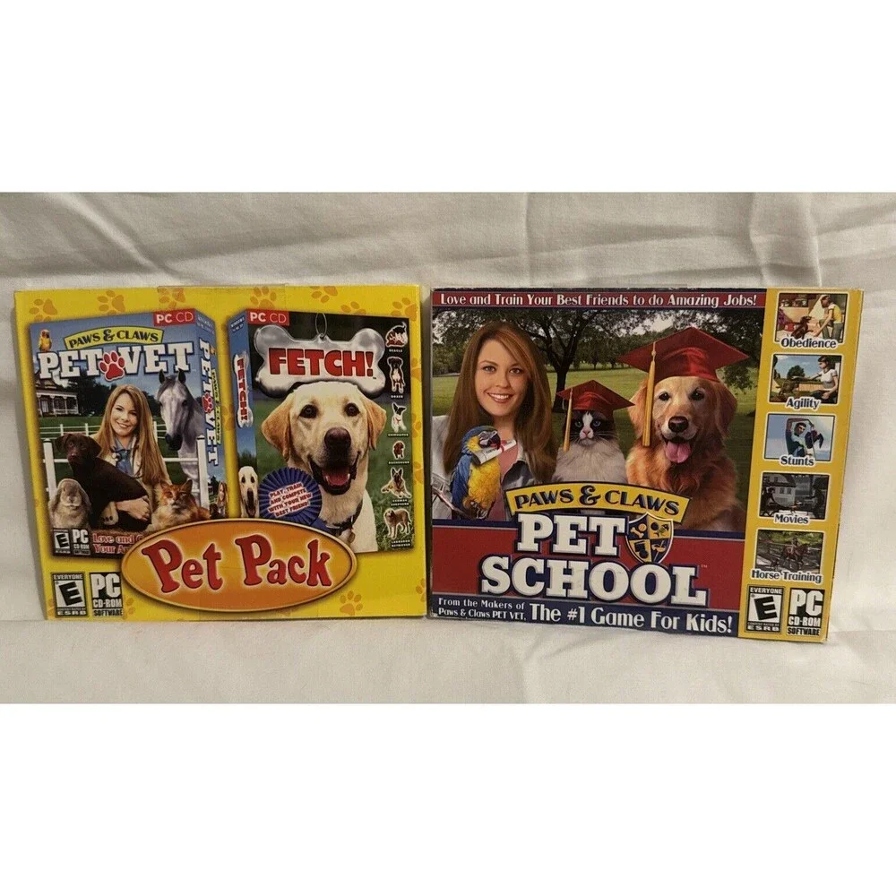 Paws & Claws Pet School & Pet Pack PC Games Windows 2000/XP/Vista New Sealed